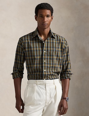 Camisa business casual Polo Rl de algodón manga larga para hombre