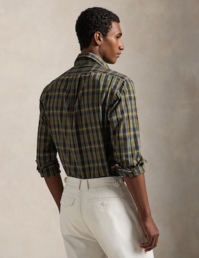 Camisa business casual Polo Rl de algodón manga larga para hombre
