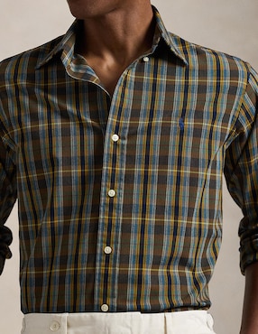 Camisa business casual Polo Rl de algodón manga larga para hombre