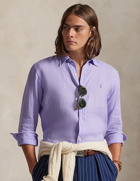 Camisa business casual Polo Ralph Lauren de lino manga larga para hombre