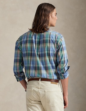 Camisa casual Polo Rl de algodón manga larga para hombre