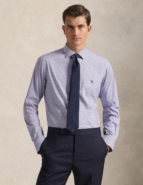 Camisa business casual Polo RL de algodón manga larga para hombre