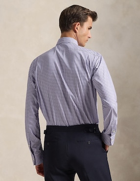 Camisa business casual Polo RL de algodón manga larga para hombre