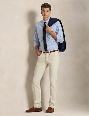 Camisa business casual Polo Rl de algodón manga larga para hombre