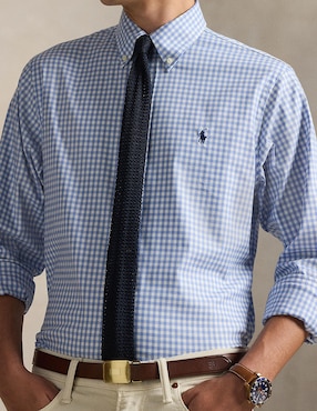 Camisa business casual Polo Rl de algodón manga larga para hombre