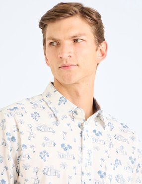 Camisa Nautica casual manga corta para hombre