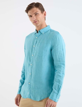 Camisa casual Original Penguin de lino manga larga para hombre