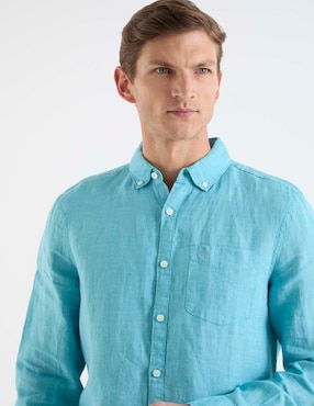 Camisa casual Original Penguin de lino manga larga para hombre