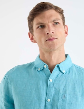 Camisa casual Original Penguin de lino manga larga para hombre