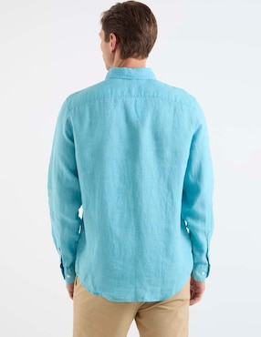 Camisa casual Original Penguin de lino manga larga para hombre