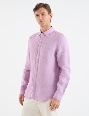 Camisa casual Original Penguin de lino manga larga para hombre