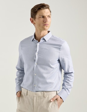 Camisa business casual Perry Ellis de algodón manga larga para hombre