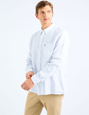 Camisa casual Lacoste de lino manga larga para hombre