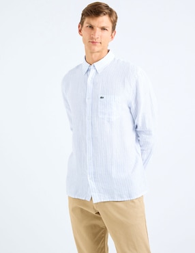 Camisa casual Lacoste de lino manga larga para hombre