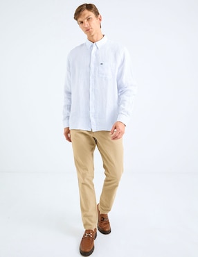 Camisa casual Lacoste de lino manga larga para hombre