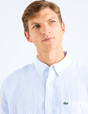 Camisa casual Lacoste de lino manga larga para hombre