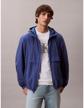 Chamarra rompevientos Calvin Klein impermeable capucha y bolsa para hombre