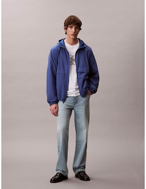 Chamarra rompevientos Calvin Klein impermeable capucha y bolsa para hombre