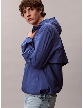 Chamarra rompevientos Calvin Klein impermeable capucha y bolsa para hombre