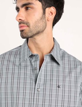 Camisa casual Calvin Klein de algodón manga larga para hombre