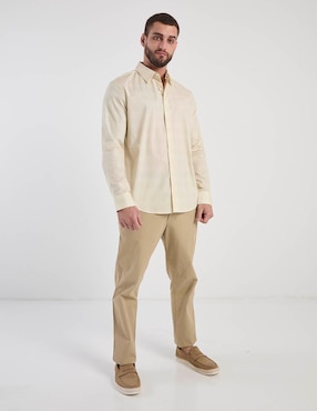 Camisa casual Calvin Klein de algodón manga larga para hombre