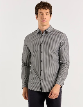 Camisa casual Calvin Klein de algodón manga larga para hombre