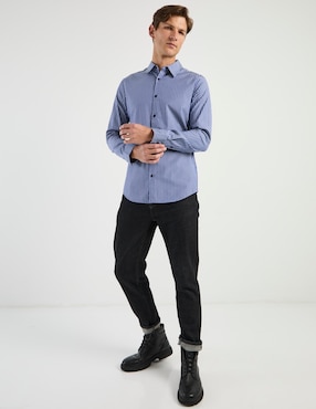 Camisa casual Calvin Klein de algodón manga larga para hombre
