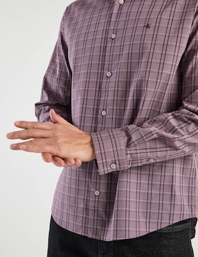 Camisa casual Calvin Klein de algodón manga larga para hombre