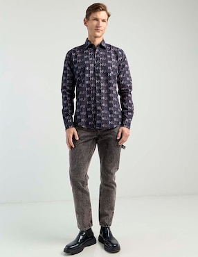Camisa casual Hugo de algodón manga larga para hombre