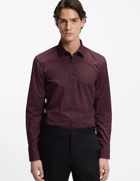 Camisa business casual Hugo de algodón manga larga para hombre
