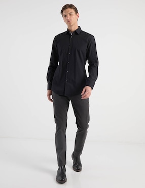 Camisa business casual Hugo de algodón manga larga para hombre