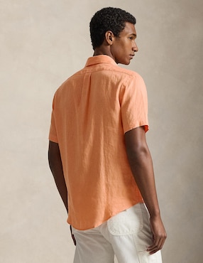 Camisa casual Polo Rl de lino manga corta para hombre