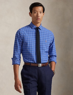 Camisa business casual Polo Rl de algodón manga larga para hombre