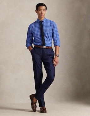 Camisa business casual Polo Rl de algodón manga larga para hombre