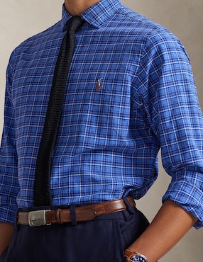 Camisa business casual Polo Rl de algodón manga larga para hombre