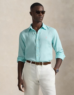 Camisa business casual Polo Ralph Lauren de lino manga larga para hombre