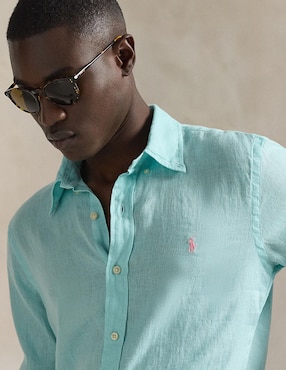 Camisa business casual Polo Ralph Lauren de lino manga larga para hombre