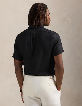 Camisa casual Polo Rl de lino manga corta para hombre
