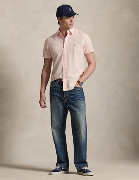 Camisa business casual Polo Rl de algodón manga corta para hombre