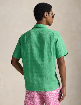 Camisa casual Polo Rl de lino manga corta para hombre
