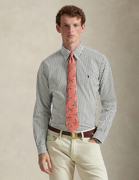 Camisa business casual Polo Rl de algodón manga larga para hombre