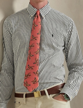 Camisa business casual Polo Rl de algodón manga larga para hombre