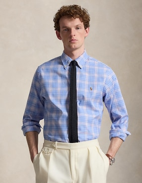 Camisa business casual Polo Rl de algodón manga larga para hombre