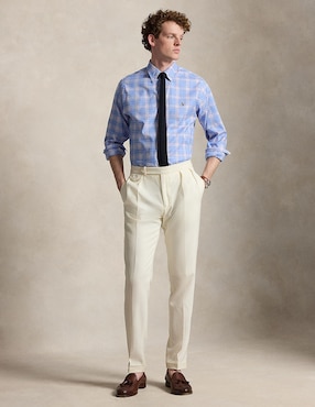 Camisa business casual Polo Rl de algodón manga larga para hombre