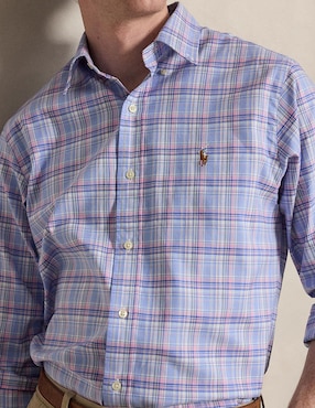 Camisa business casual Polo Rl de algodón manga larga para hombre