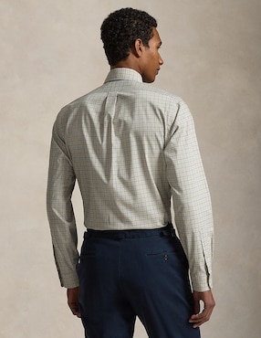 Camisa de vestir Polo Rl de algodón manga larga para hombre