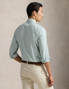 Camisa casual Polo RL de algodón manga larga para hombre