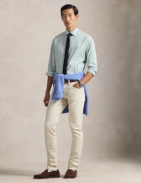 Camisa casual Polo RL de algodón manga larga para hombre