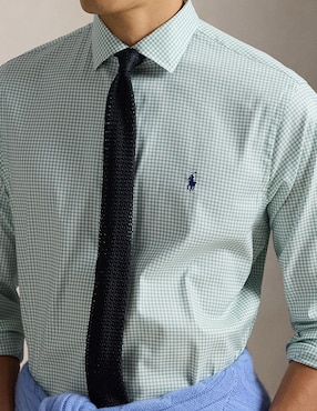 Camisa casual Polo RL de algodón manga larga para hombre