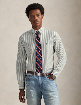 Camisa business casual Polo Rl de algodón manga larga para hombre